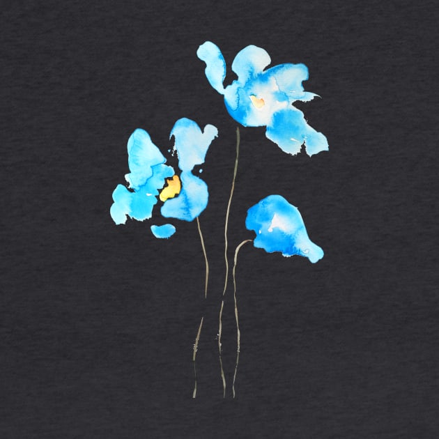 3 abstract blue Himalayan poppies by colorandcolor